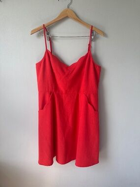 Market and Spruce pink scallop neck open back dress with pockets